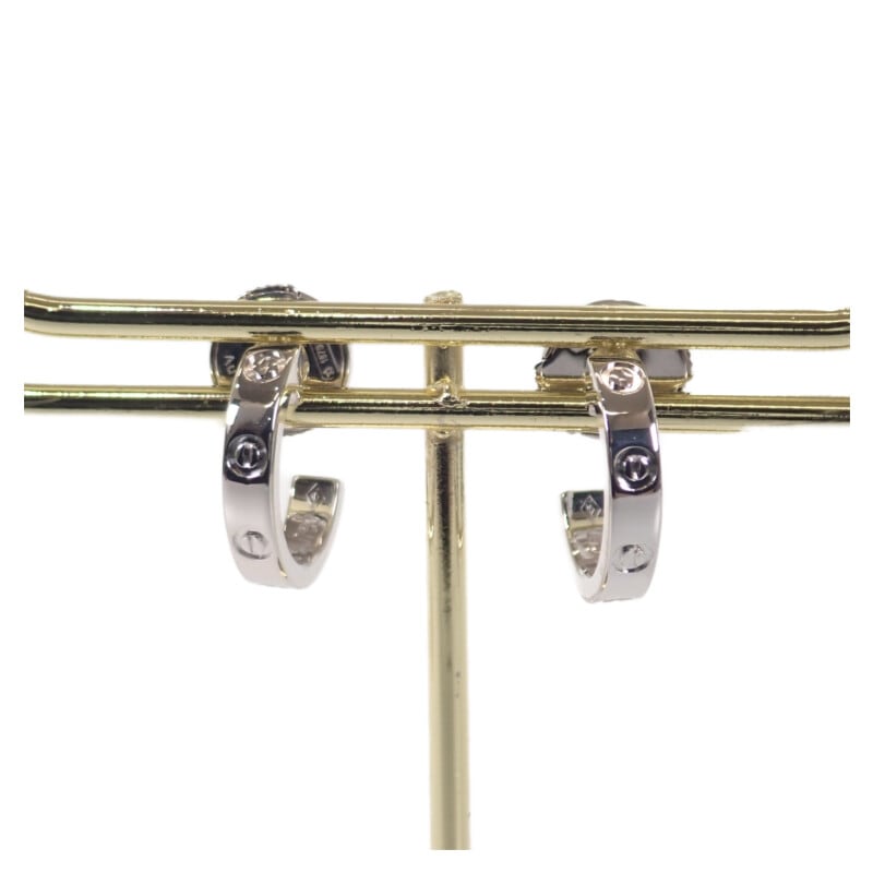 ラブ フープ イヤリング スモール B8028900 ピアス K18WG ホワイトゴールド レディース 美品 人気【Aランク】