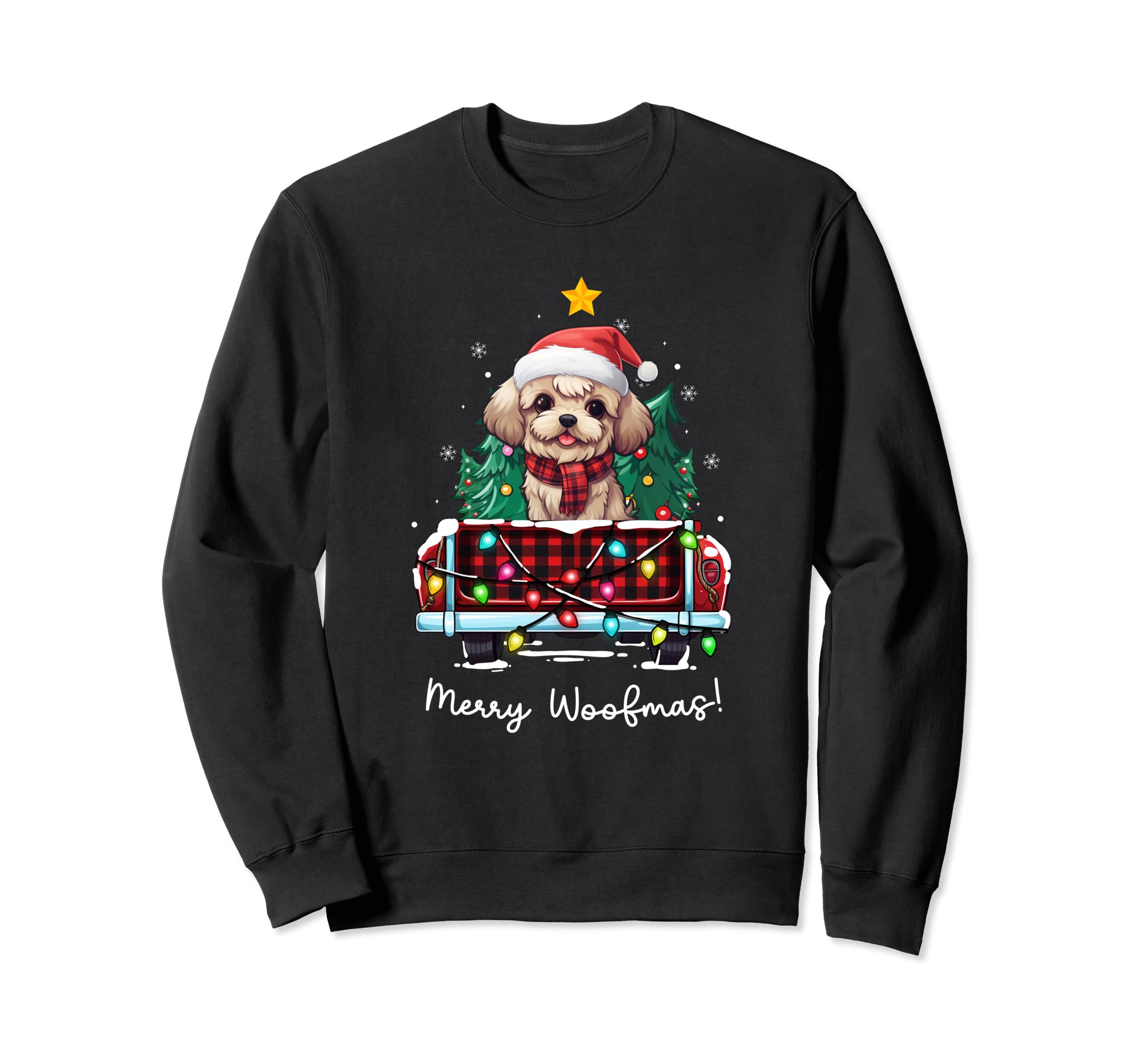 Peekapoo クリスマス 犬 トラック 格子柄 おもしろ クリスマスツリー トレーナー