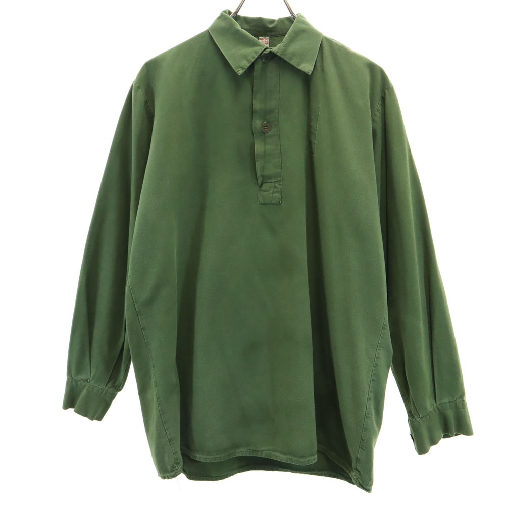 スウェーデン軍 70s ヴィンテージ 長袖 ハーフボタン シャツ カーキ SWEDENISH ARMY メンズ 5,092円