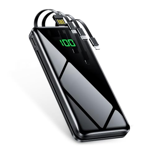 【35000mAh大容量・2024新登場】 モバイルバッテリー 大容量 急速充電 4つのケーブル内蔵 バッテリー スマホ充電器 携帯充電器 軽量 4台同時充電 最大2.1A出力 3WAY入力 iPho