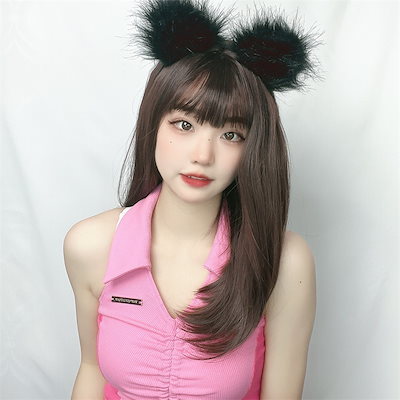 Qoo10] ウィッグ 女性 ロングヘア 前髪あり フ : バッグ・雑貨