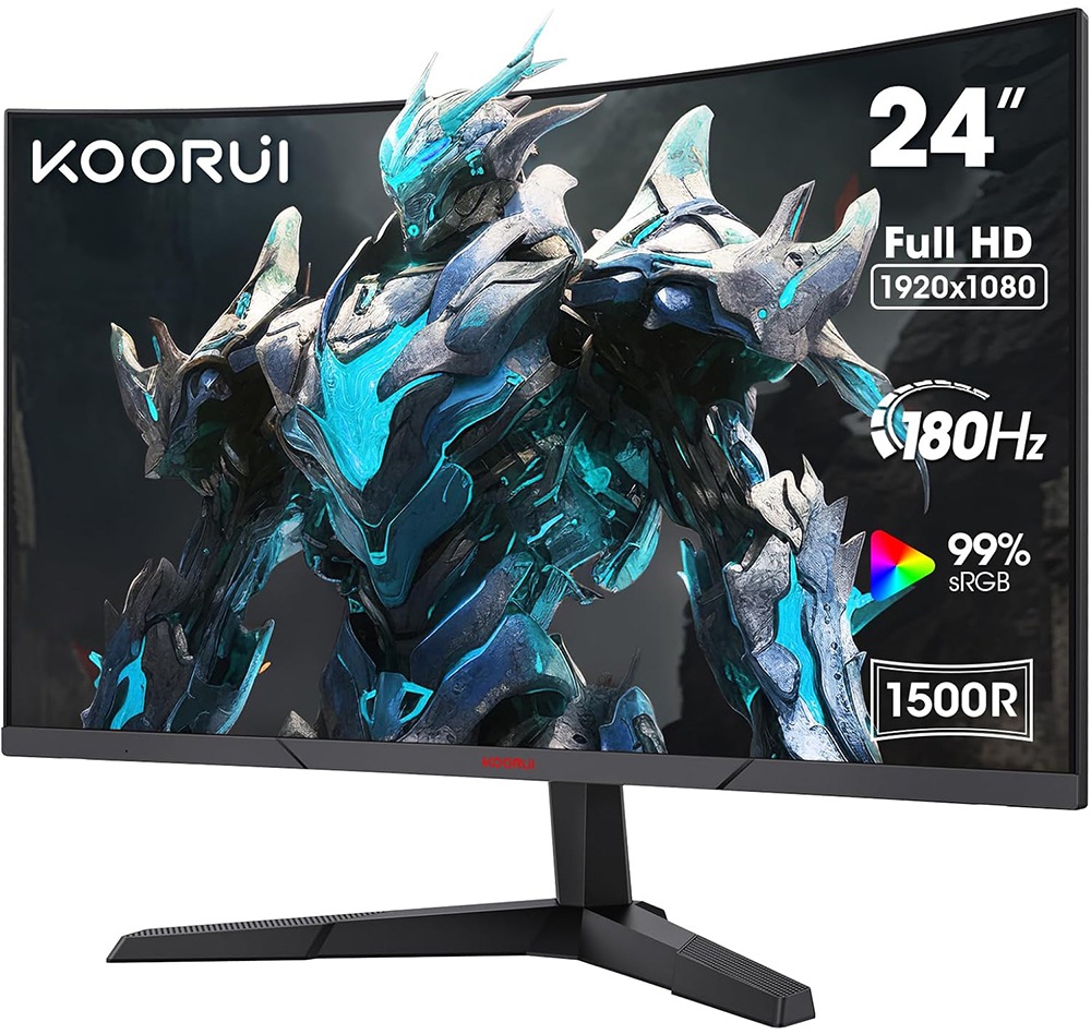KOORUIクールイ ゲーミング液晶ディスプレイ(24型/湾曲/VA/FullHD 1920×1080/180Hz/1ms/HDR10/HDMI2.0/DP/VESA)(ブラック) 24E6CA
