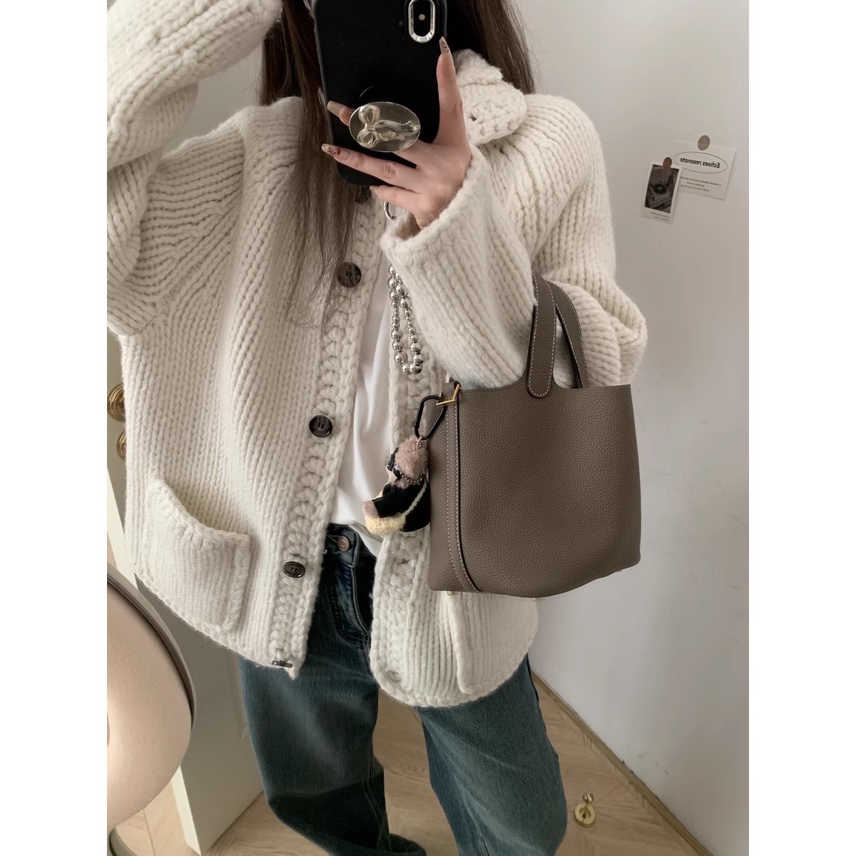 厚手の純手編み！【セーター界の頂点】羊毛ニットカーディガンジャケット レディース 秋冬新作