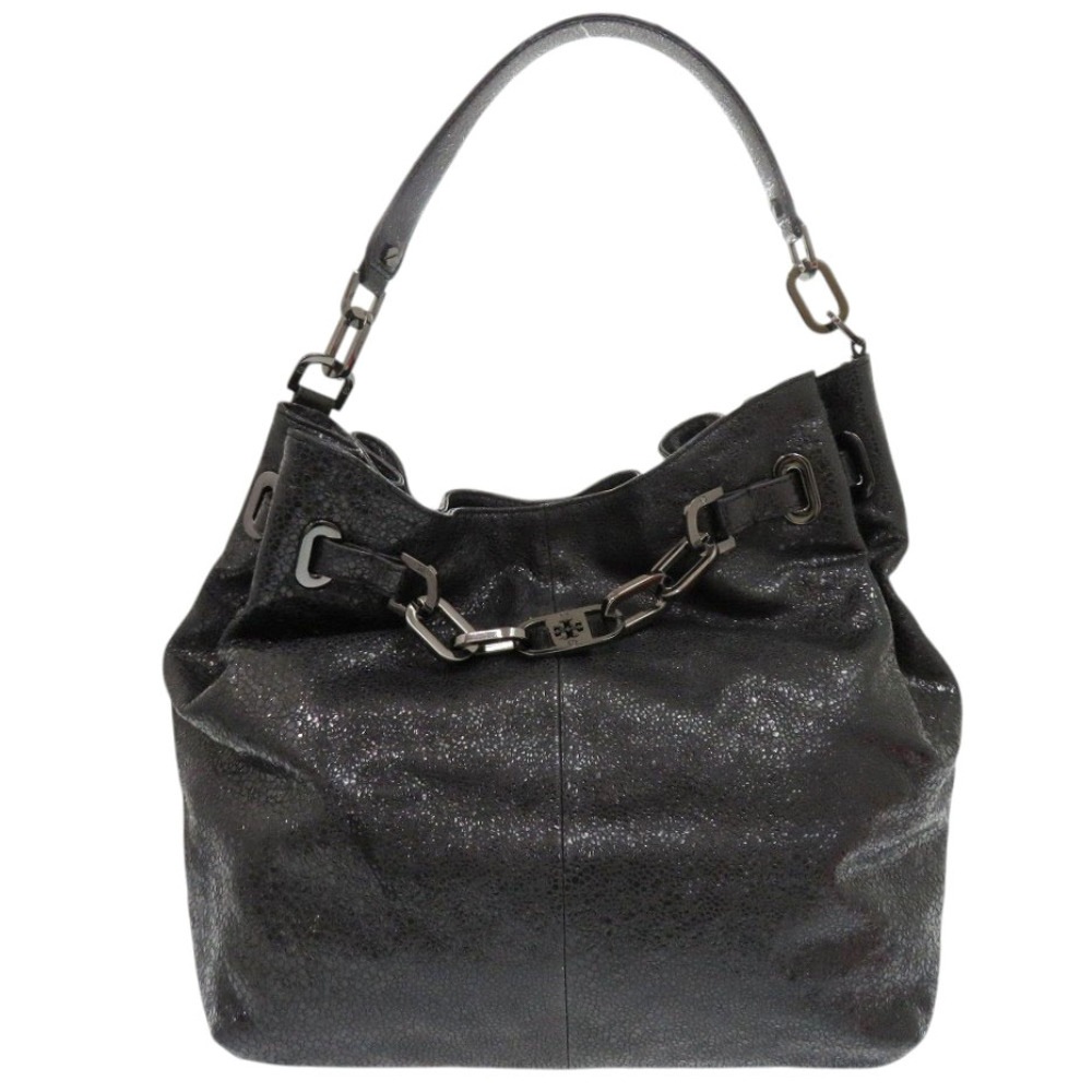 美品 ハンドバッグ レザー ブラック 0445【中古】 レディース