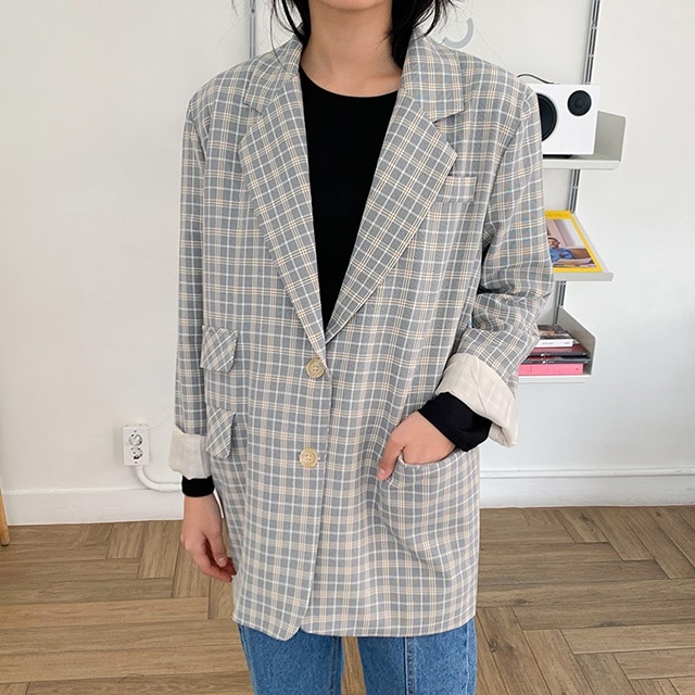 [SOME-PLACE] ボーイフレンドフィットチェック柄ジャケット
