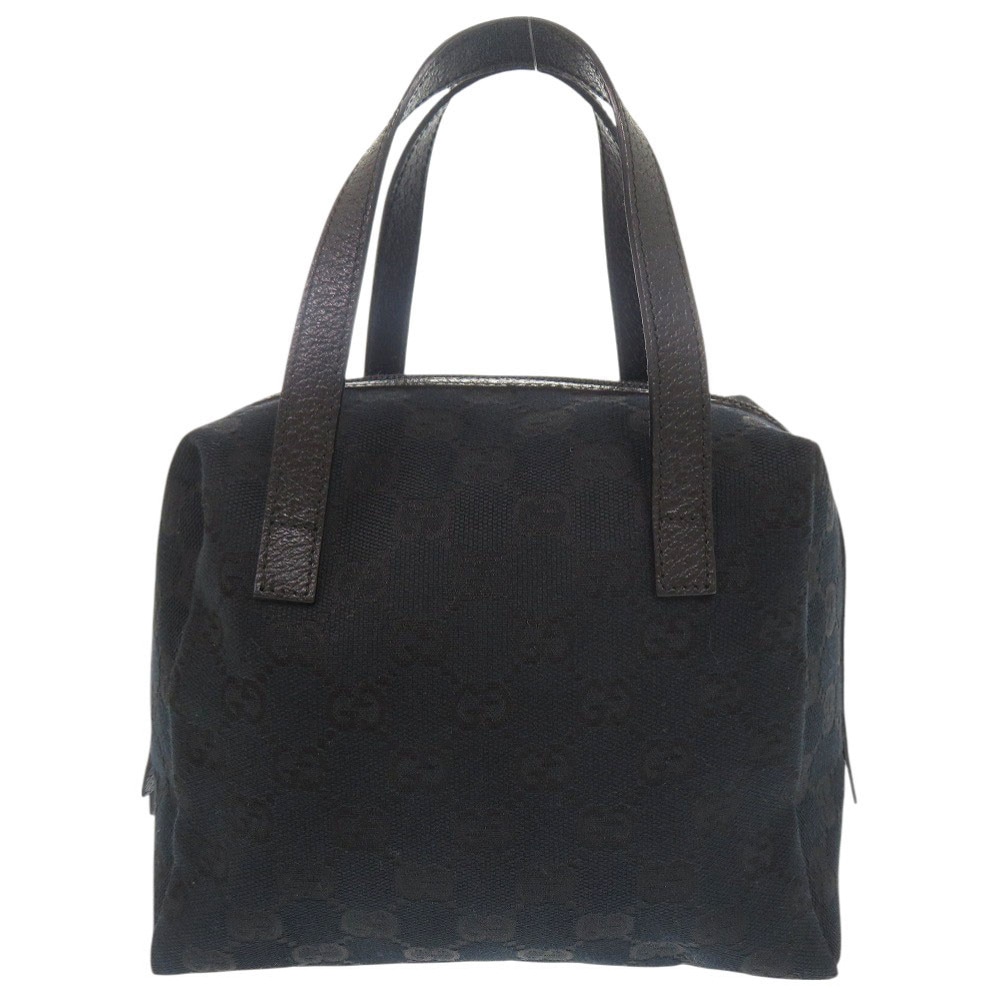 美品 124542 ハンドバッグ GGキャンバス/レザー ブラック 1225【中古】 レディース