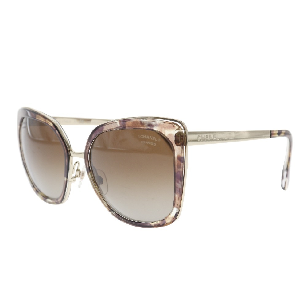 サイドロゴ POLARIZED 偏光レンズ 4209 サングラス プラスチック 金属製 茶 レディース 中古品