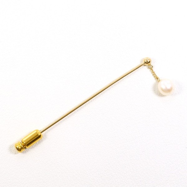 K18 18金 YG イエローゴールド 合金 ピンブローチ パール(真珠) ジュエリー 中古
