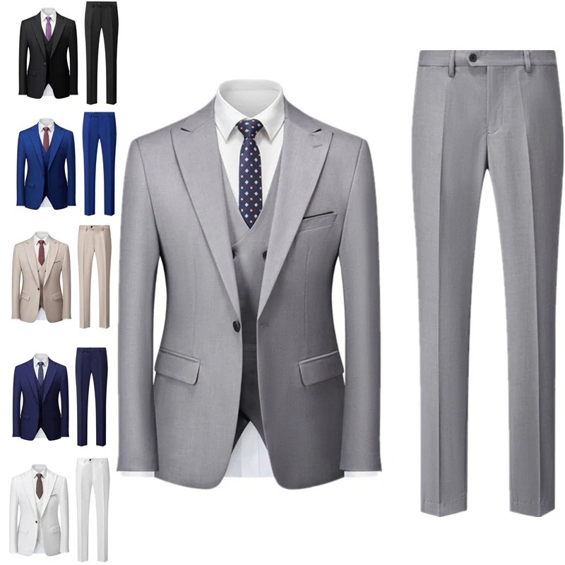 スーツ メンズ おしゃれ スーツセットアップ 3ピーススーツ ビジネススーツ 無地 スリム カジュアルスーツ フォーマルスーツ 洗える 紳士服 通勤 結婚式