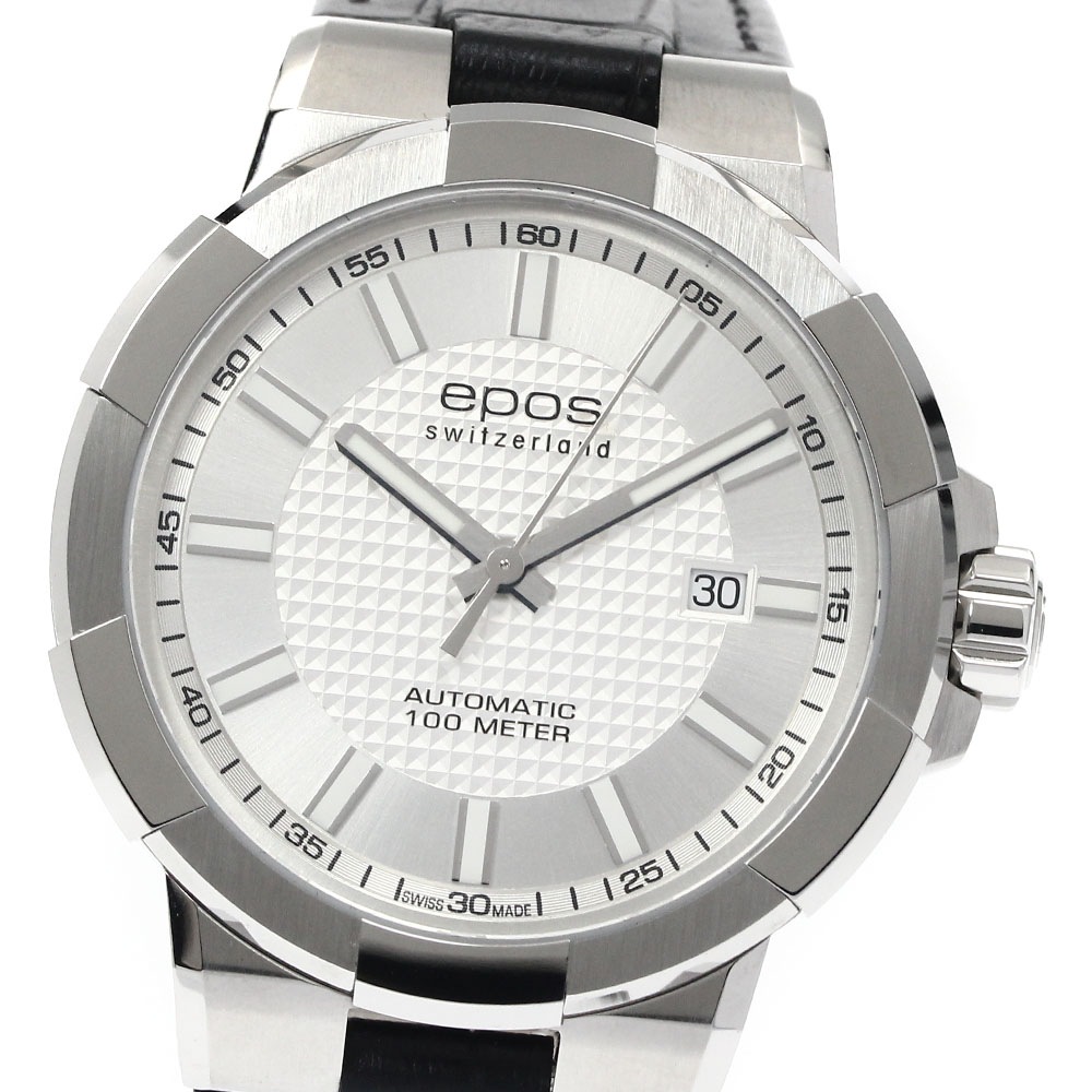 エポス EPOS 3443BK スポーティブ デイト 自動巻き メンズ 美品 箱・保証書付き_885517【中古】