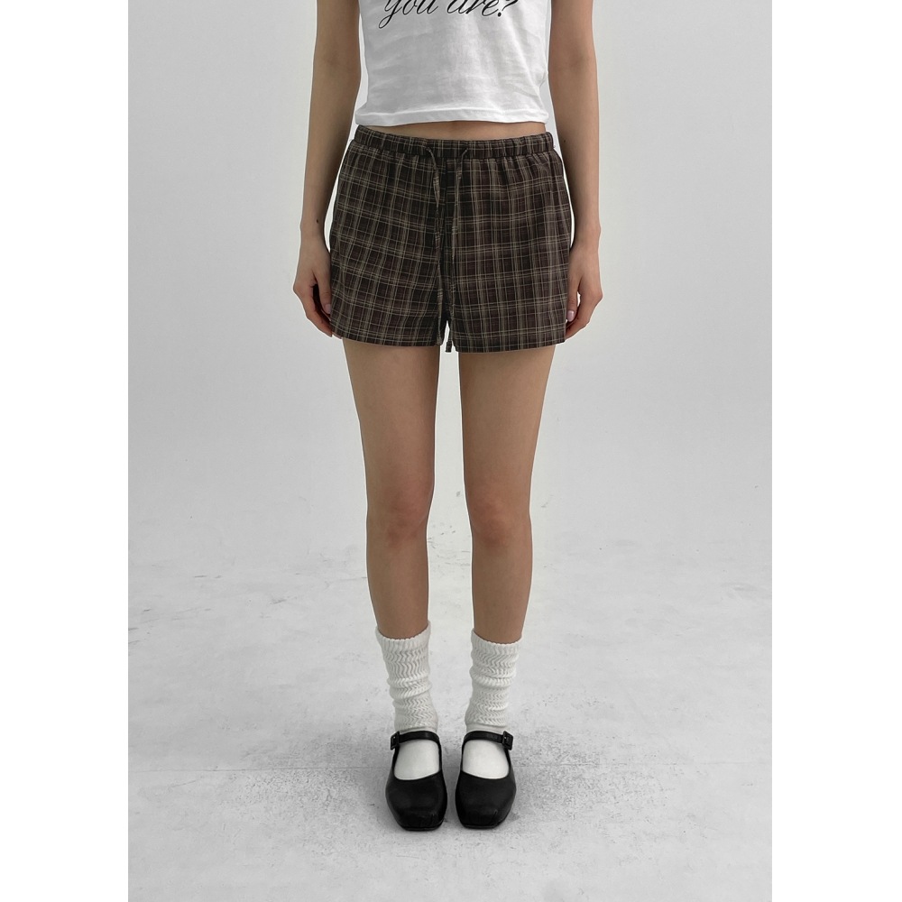 ブラックアップ [MADE] チェックバンディングショートパンツ