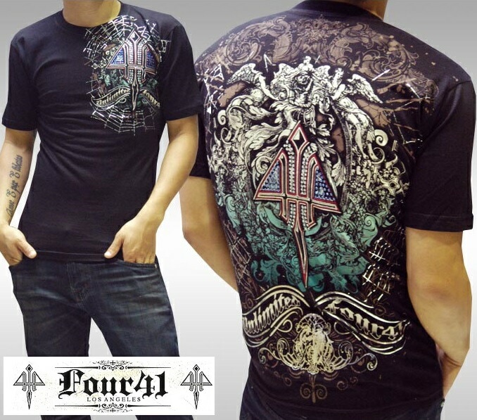 Four41 Los Angeles フォーフォーティーワン メンズ ラインストーン Tシャツ ブラック 09 スワロフスキー インポート セレブ safari サファリ 掲載 ブランド ストリート