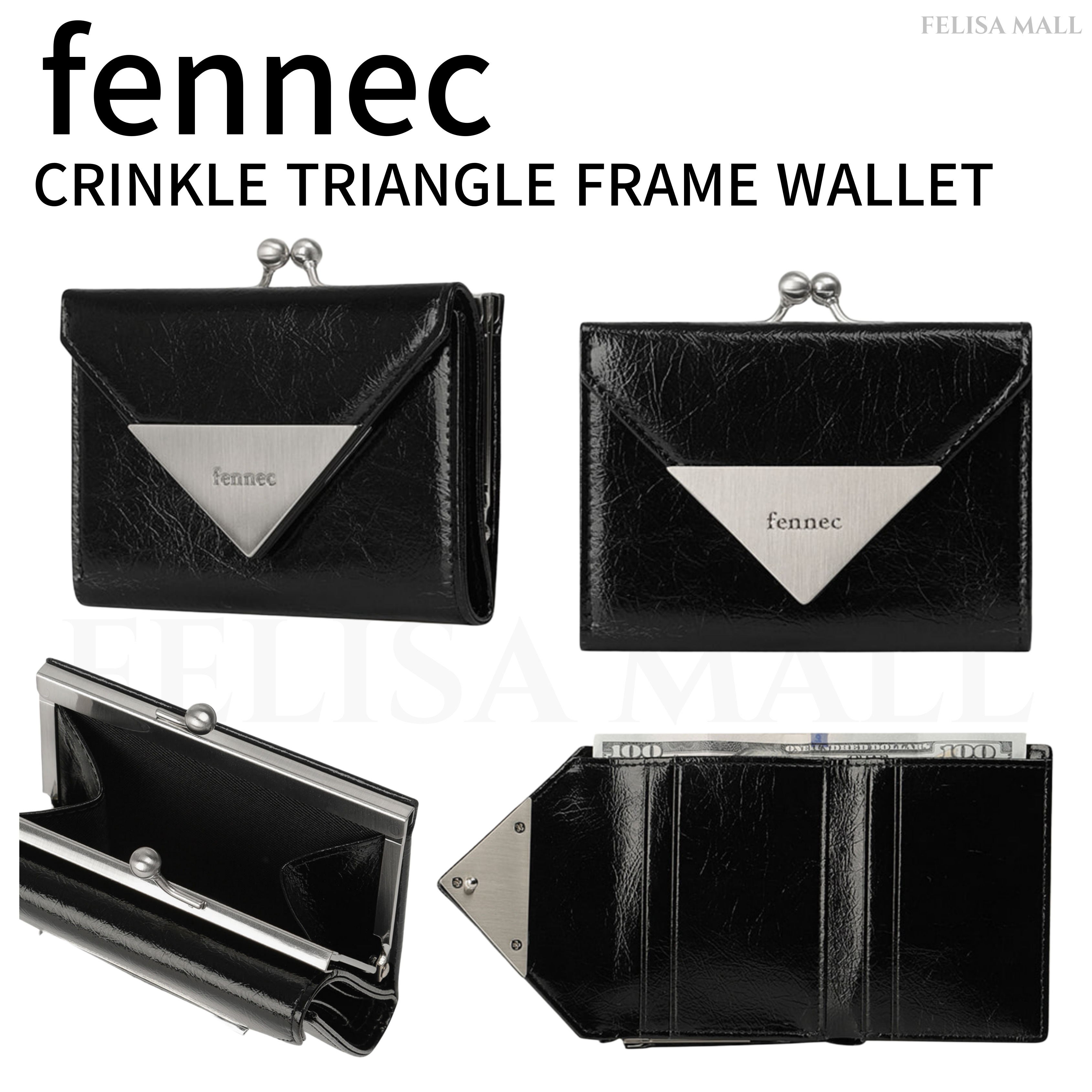 [FENNEC] CRINKLE TRIANGLE FRAME WALLET 女性人気 韓国財布