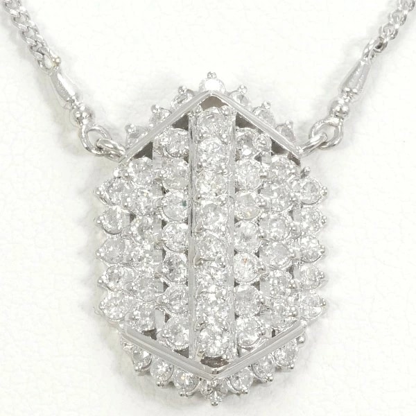 PT850 プラチナ ネックレス ダイヤ 1.00 カード鑑別書 約41cm ジュエリー 中古