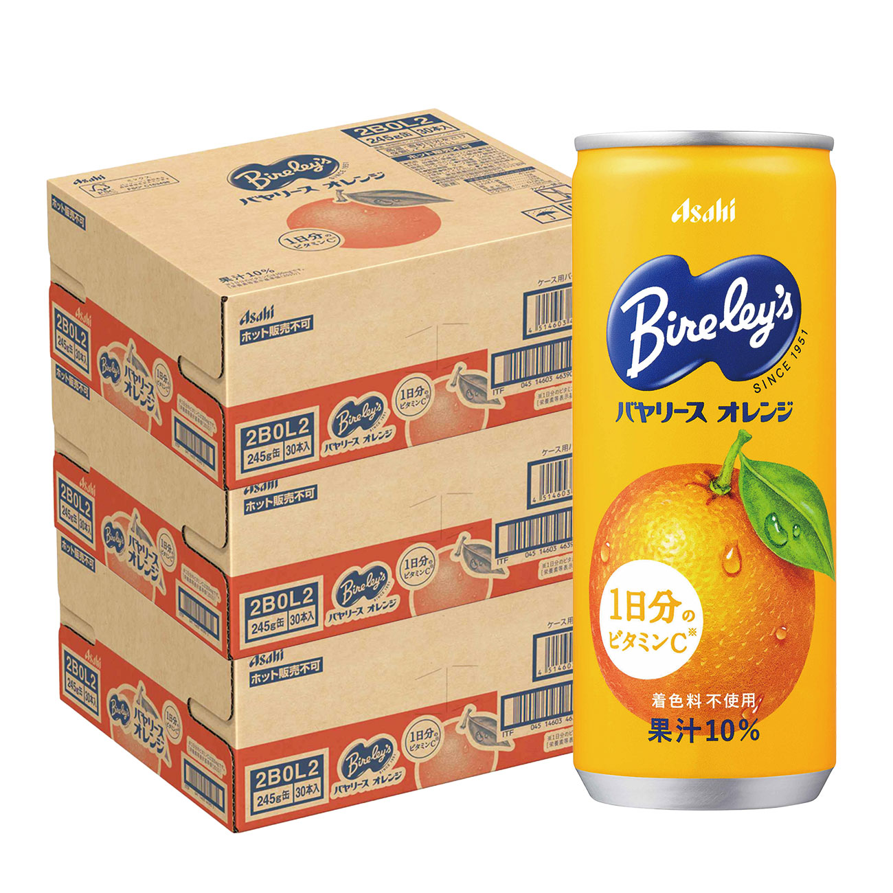【送料無料】アサヒ バヤリース オレンジ 245ml3ケース/90本