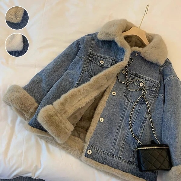 デニムコート デニムジャケット ファーコート ジージャン 裏起毛 レディース 秋冬 アウター ボアブルゾン 防寒 厚手 もこもこ あったか ふわふわ 暖かい ショート丈 ボアコート 前開き 襟 切り替