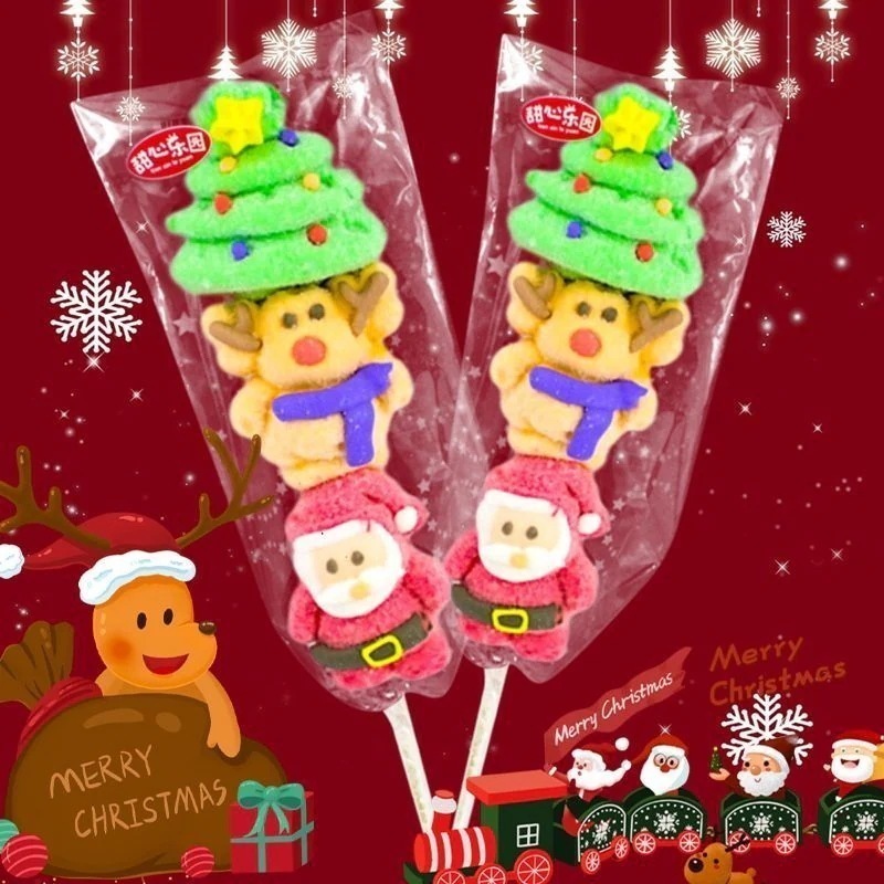 クリスマスイブにぴったりの紐に通したクリスマスマシュマロかわいい漫画の形ミックスフレーバー お菓子 大人 子供 誕生日プレゼント