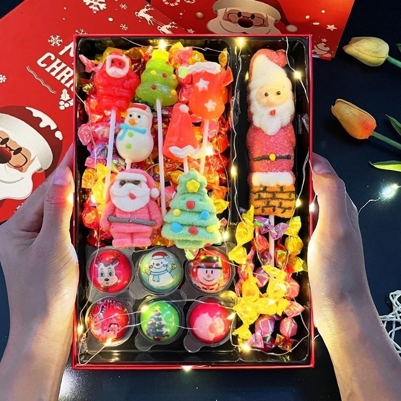 マシュマロとロリポップが入ったクリスマスキャンディギフトボックスクリスマスシーンの装飾スナックギフトパッケージ お菓子 大人 子供 誕生日プレゼント