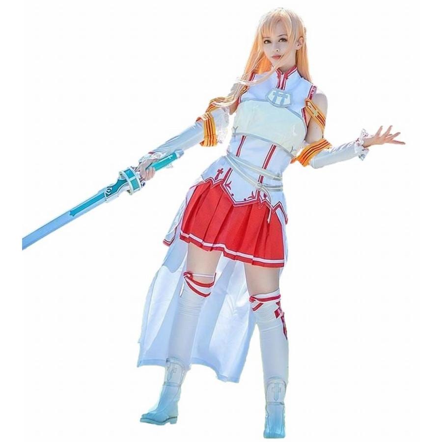 ハロウィン ソードアート・オンライン 風 SAO 結城明日奈 アスナ コスチューム コスプレ衣装 7点セット サイズ SXL