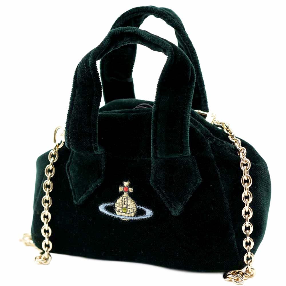 ヴィヴィアンウエストウッド ショルダーバッグ レディース 肩掛け グリーン Vivienne Westwood MINI YASMINE BAG VELVET GREEN 45030010-W00BX