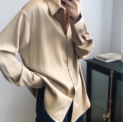 サテンシャツ トップス シャツ 白シャツ 白トップス 長袖 襟付き かわいい 大人可愛い きれいめ