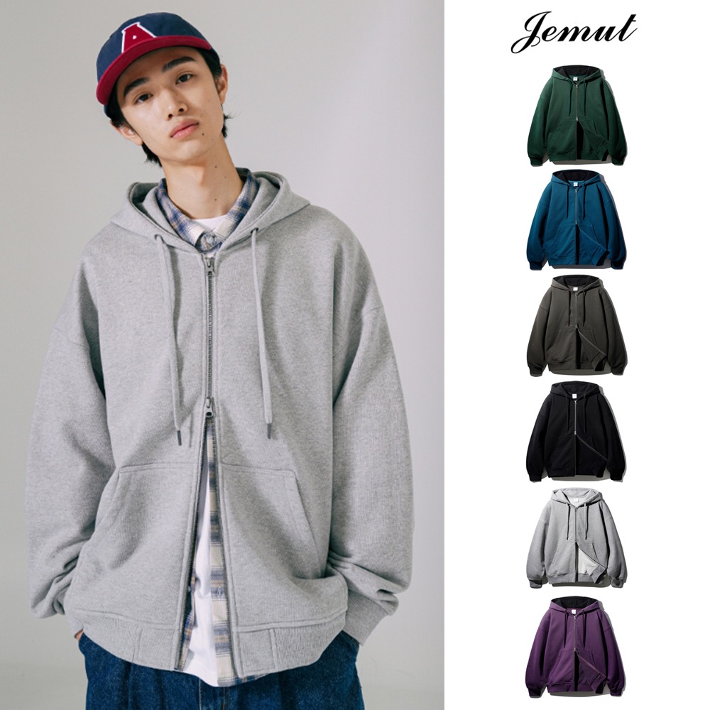 [JEMUT] Stone Heavyweight Two-way Hood Zip-up