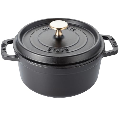 staub ストウブ ピコ ココット ラウンド ブラック 18cm 両手 鋳物 ホーロー 鍋 IH対応 【シリアルナンバー付き日本正規販売品】 La Cocotte Round 40509-485