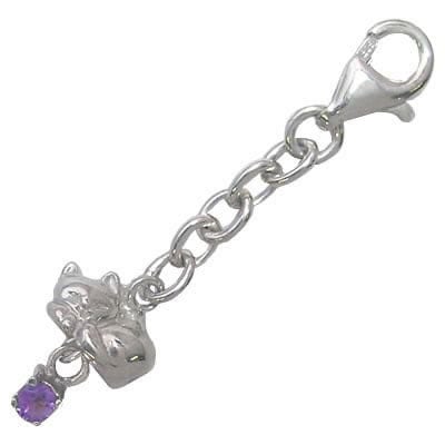幸せを招く猫モチーフ ( 2月誕生石 ) シルバー アメジストチャームトップホルダー楽ギフ_包装