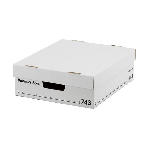 バンカーズボックス 743sボックス A4 ハーフ ふた付 ホワイト/ブラック (6個x5パック)