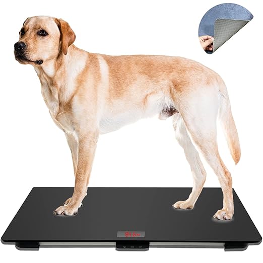 大型犬用・動物用体重計80x50cm滑り止めパッド付き最大重量100kg精度10gブラック大型犬に最適