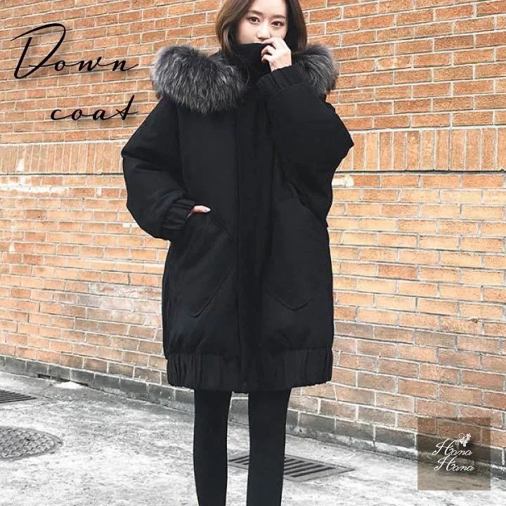 ダウンジャケット ダウンコート フェイクファー あったか フードコート ダウンジャケット ミドル丈