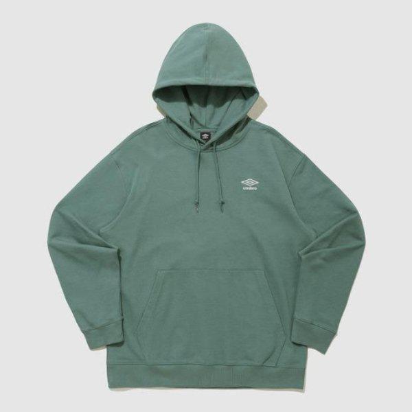 フードティーCQK UQ123CHD19-BGNエッセンシャルスモールロゴフードTシャツ/BLUE GREEN