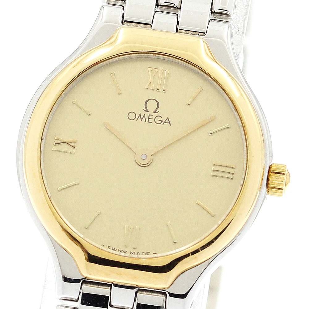 オメガ OMEGA デビル デイト YGベゼル クォーツ レディース _900584【中古】