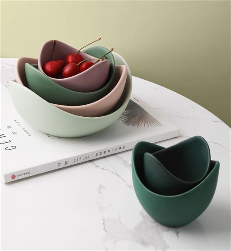 INSスタイル 工芸品皿 菓子皿 果物皿 トレンド 蓮華碗 畳彩蓮華 陶磁器碗 皿 セット 禅意 装飾 置物収納 簡素 鍋皿に料理皿 食べ物収納皿 おやつ置き皿を用意する