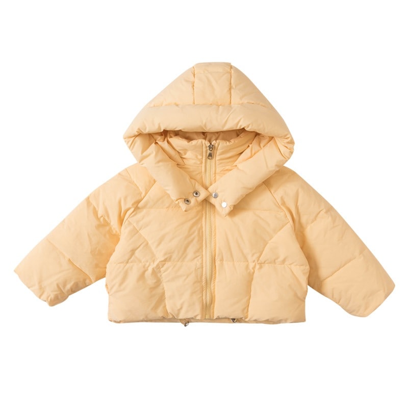 女の子の秋冬厚手ダウン綿入れコート洋風純色短厚手連帽綿入れ