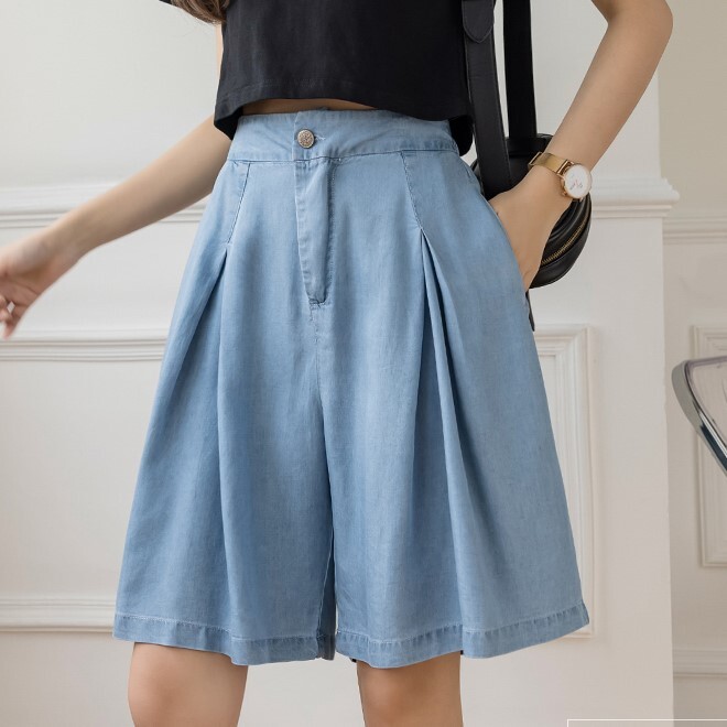 ボトムス パンツ ひざ丈 ワイド Aライン ポケット ハイウエスト ウエストゴム 薄手 かわいい 大人可愛い カジュアル おしゃれ ラフ ガーリー ルーズ 抜け感 無地 春 夏 2022 10代