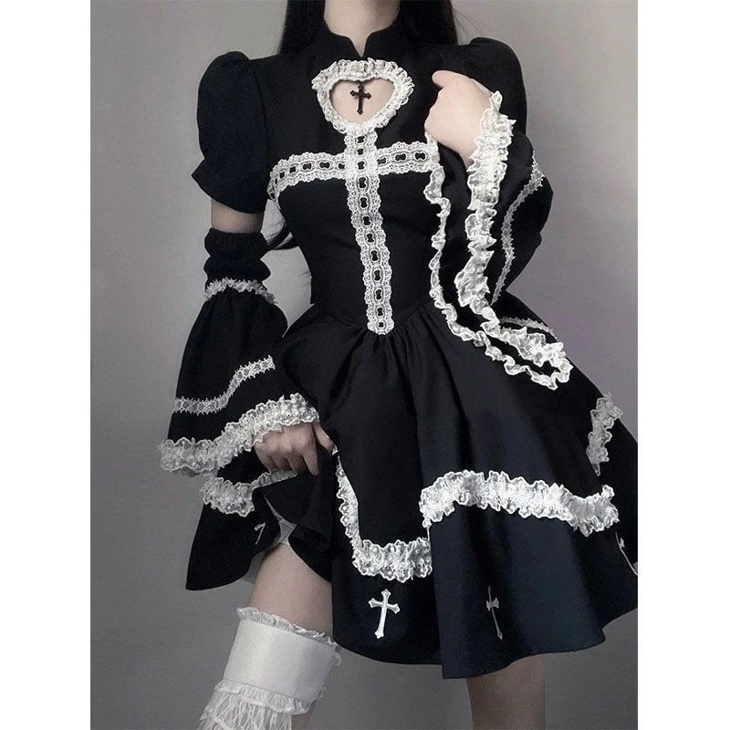 大人気 ロリータ/メイド服/コスプレ/ゴスロリ/かわいい/ウィッグ/ハロウィンワンピース着脱可能スリーブ春の新作スカートワンピース かわいい 5,495円