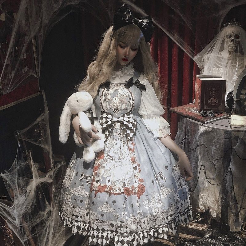 ロリータスカートゴシックレトロ喪アリスロリータワンピースjskキャミソールスカートメイド服