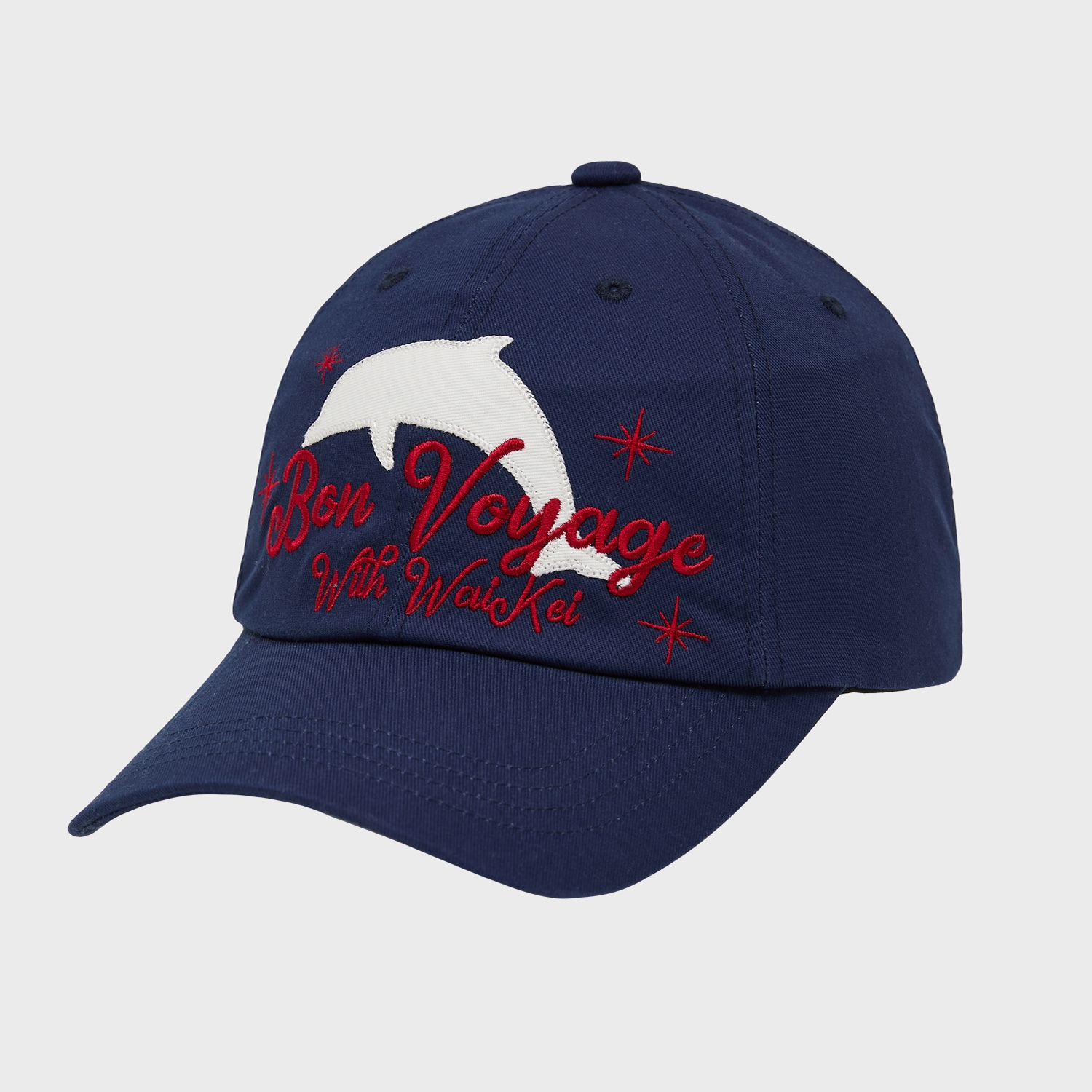 Bon Voyage dolphin applique ball cap NAVY