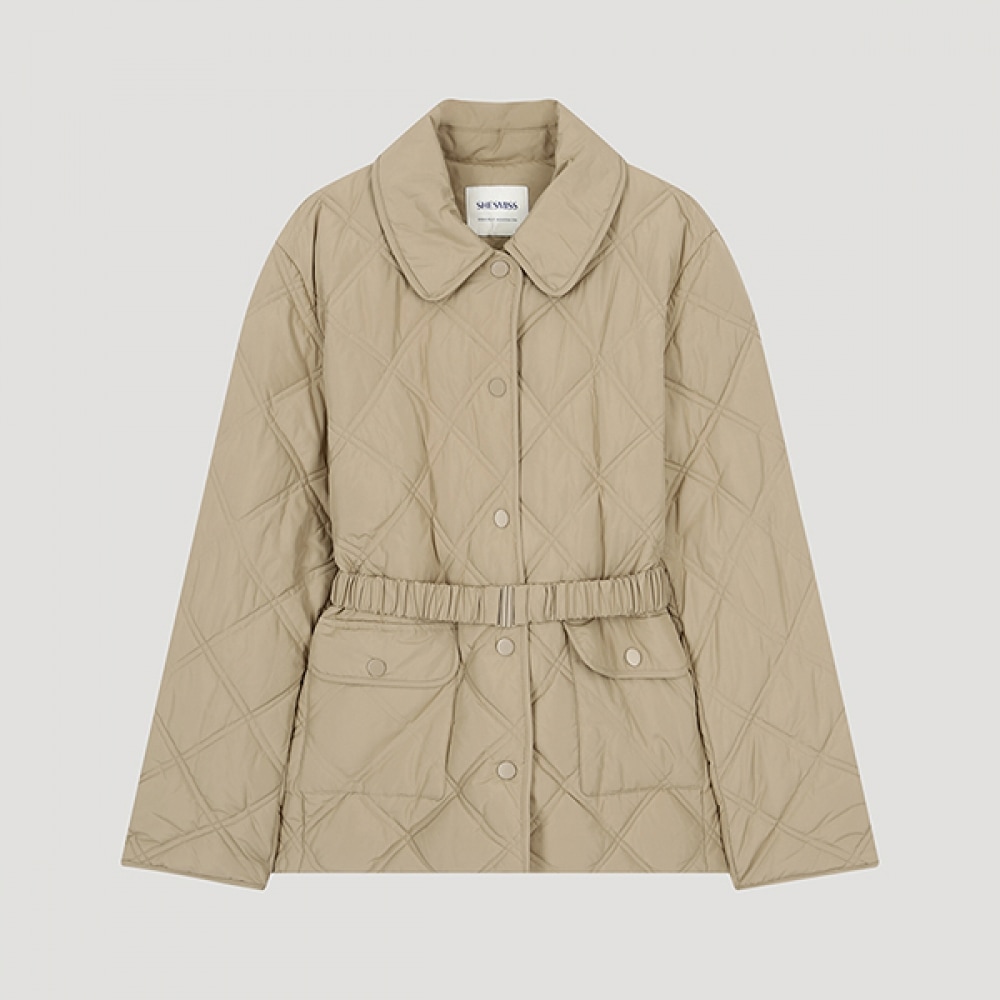 (シーズミス) ベルト付きラウンドカラーパッド入りジャンパー_sspjpo42020_BE