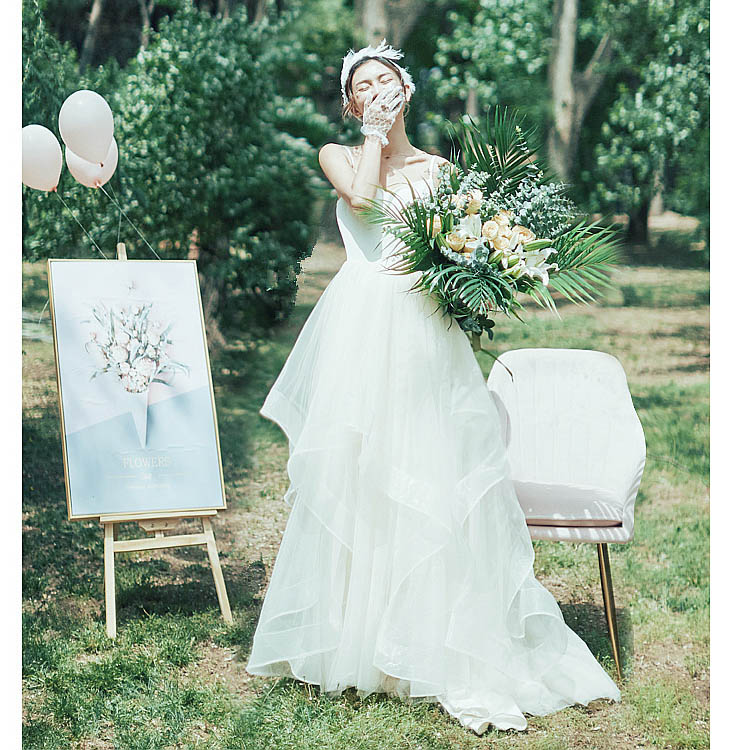 二次会ドレス ウェディングドレス 白 キャミドレス フリル 可愛い オシャレ ホワイトドレス 結婚式ドレス 二次会 ロングドレス ウェディング 海外挙式 撮影 XS S M L XL XXL XXXL