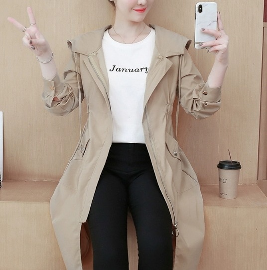 レディース コート アウター 上着 ウィンドブレーカー ロング 長袖 襟なし ポケット フード シンプル カジュアル おしゃれ ラフ メンズライク ボーイッシュ ルーズ クール 存在感 キュート 5,301円