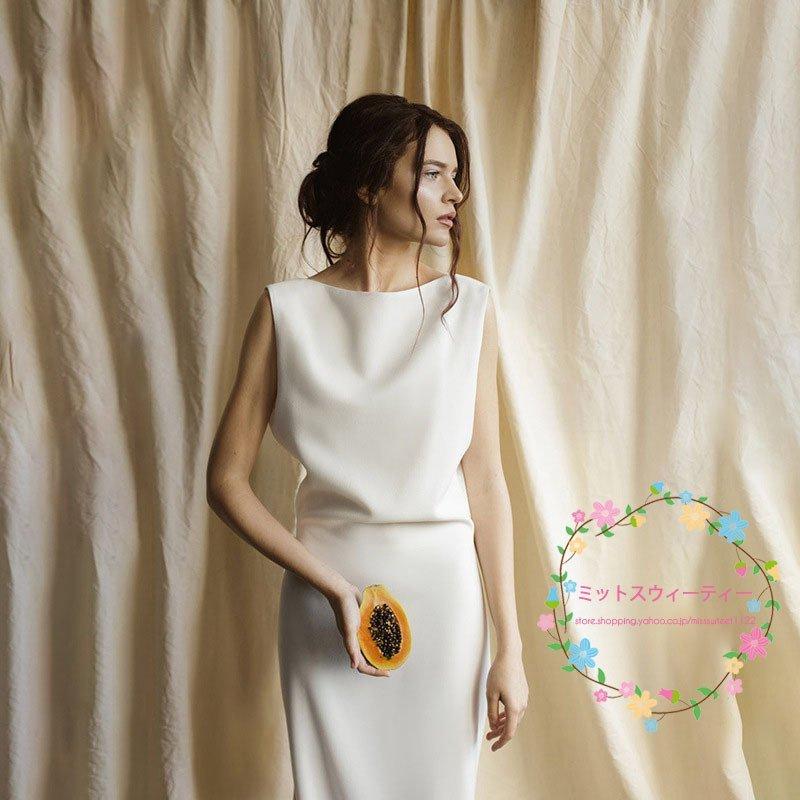 韓国ファッション花嫁ドレス 二次会 パーティー ウエディングドレス 披露宴 イブニングドレス ウェデイングドレス パーティードレス 前撮り 挙式 スレンダーライン