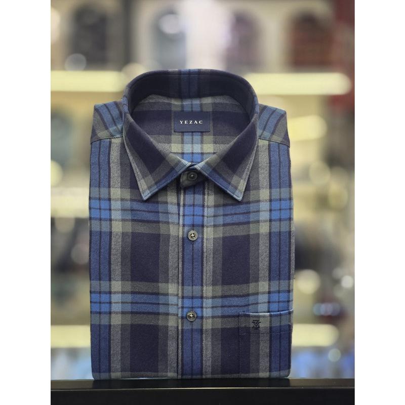 [] 裏起毛ビッグチェック一般フィットシャツ YJEWBR134BL [P003737231]