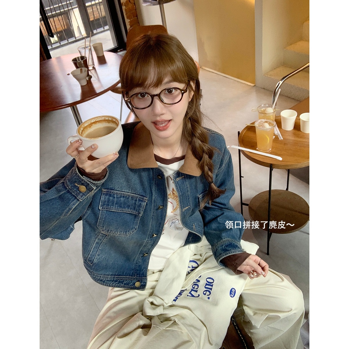 レトロデニムジャケットレディース2024秋気質多彩なデザインスリムショートトップ