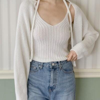 ベルボレロ梨セットニットカーディガンストラップニット紐セット