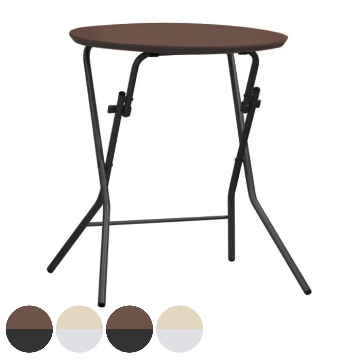 折りたたみテーブル スタンドタッチテーブル 丸型 直径60cm 高さ70cm デスク 机 楕円 作業台 パソコンデスク フォールディングテーブル コーヒーテーブル