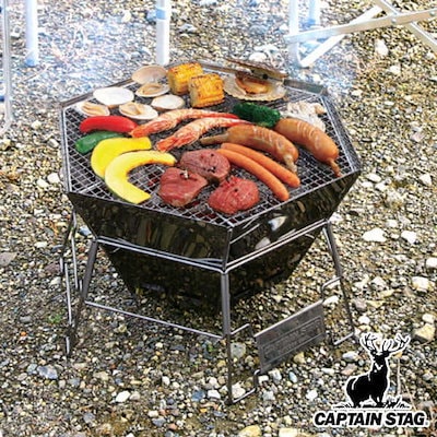 他サイト： キャプテンスタッグ ヘキサステンレス ファイアグリル M-6500の商品画像