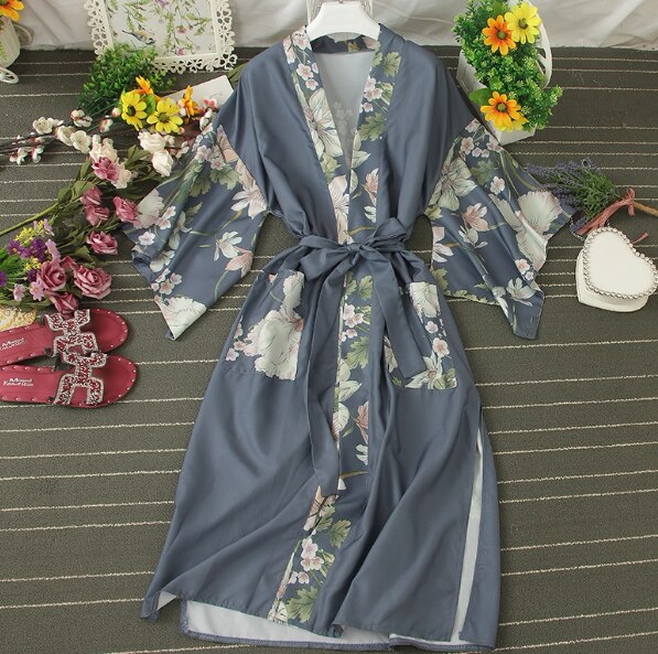 2色 ロングカーディガン トップス カーディガン レディース 春夏 きれいめ ゆったり 膝下 ミディアム丈 ミドル丈 七分袖 長袖 ボリューム袖 襟なし ウエストリボン 前開き ピンク ネイビー ワン