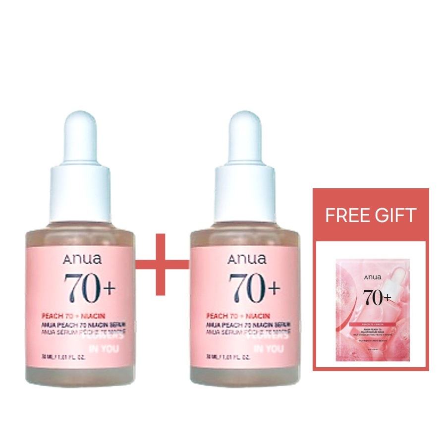 [ピーチセット] アヌア ピーチ 70 ナイアシンアミド セラム 30ml + 30ml + アヌア ピーチ 70 ナイアシンアミド セラム マスク 1枚